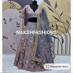 Embroidered Lehenga with Blouse and Dupatta